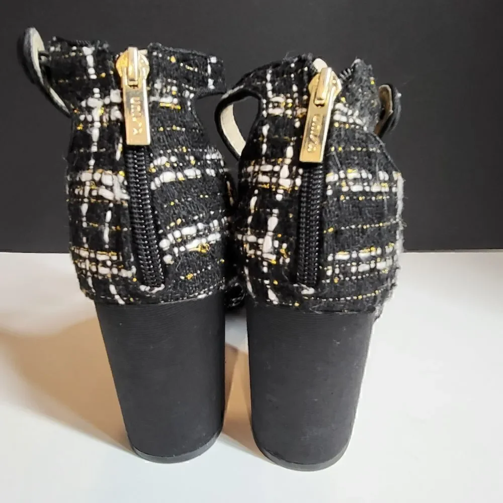 Unisa Black, White & Gold High Heeled Shoes